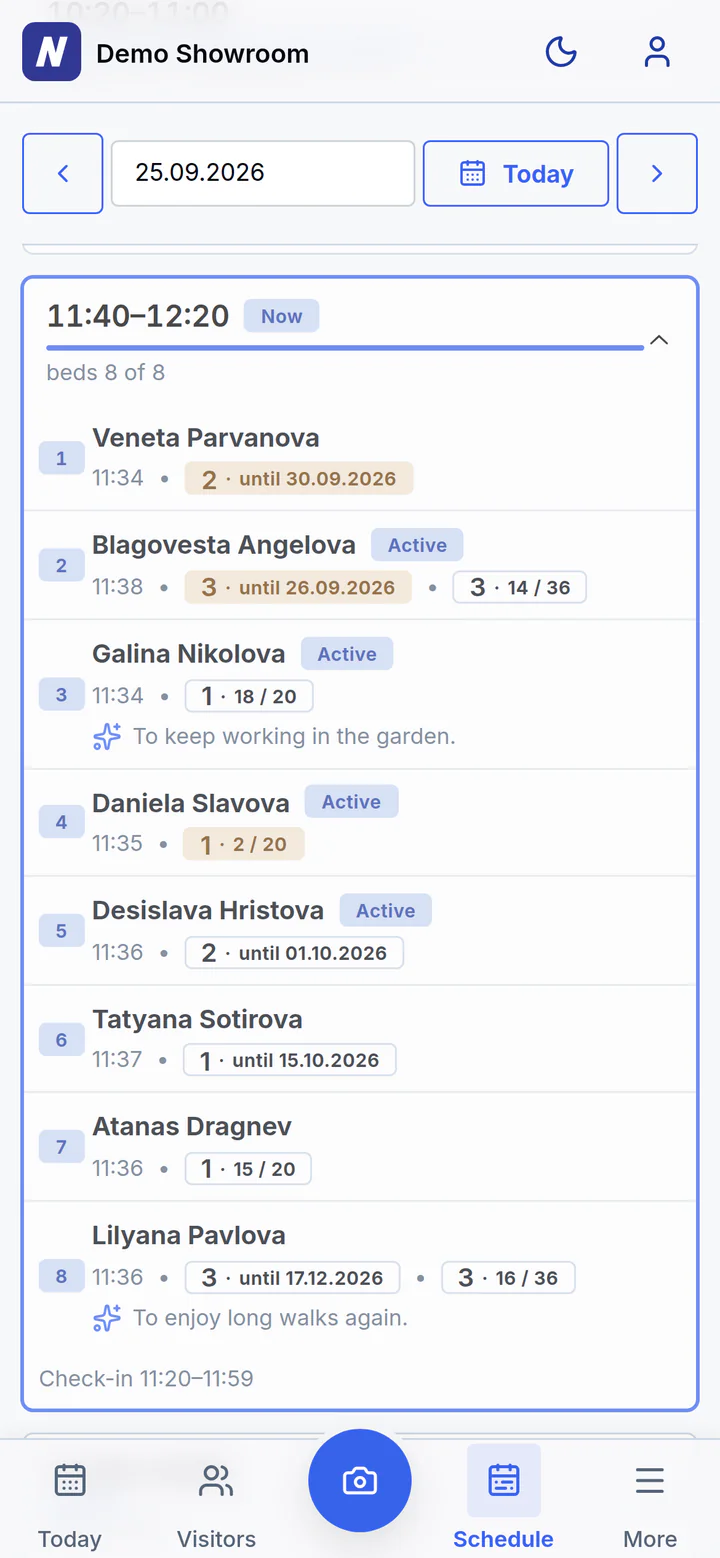 The schedule on a phone